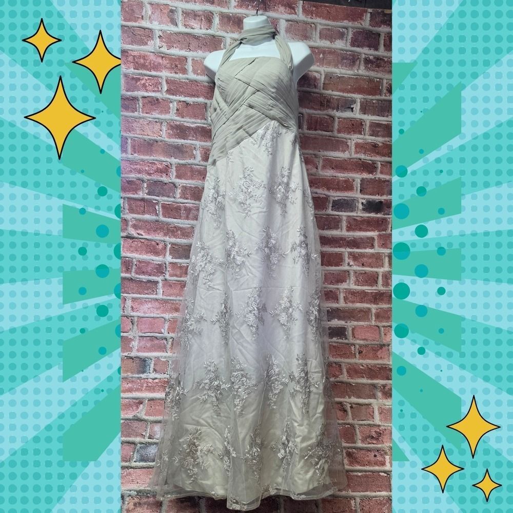 Women's HEBEOS Strapless Floral Embroidered Mesh Formal‎ Prom Dress Size 8